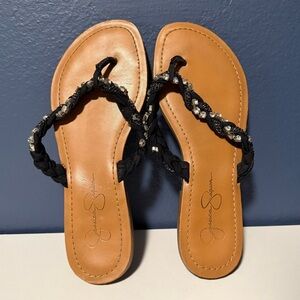 Jessica Simpson Black and Tan Braided Sandals Size 8 1/2